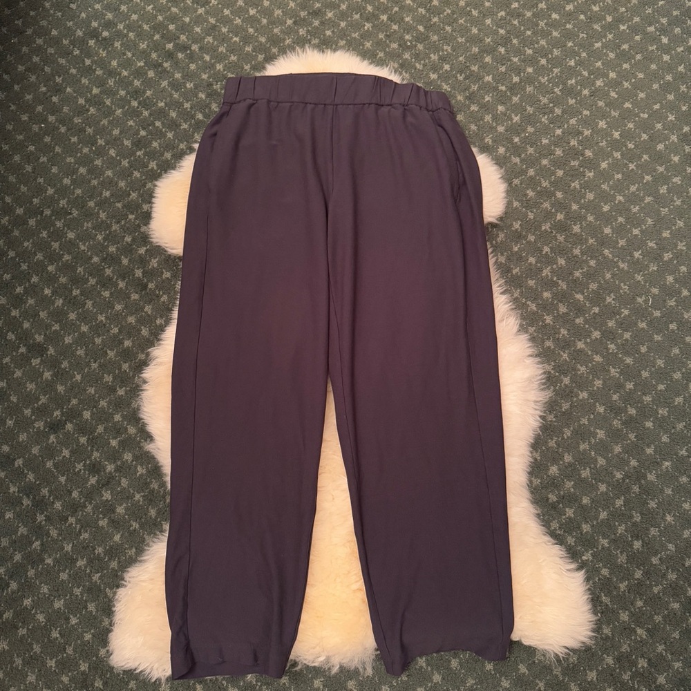 Eileen Fisher Slate Gray Straight Leg Cropped Trouser Pants